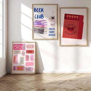 Book Themed Wall Art Prints: Booktok Library Decor (Digital Download, 21-Piece Set)
