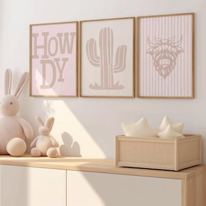Pink Cowgirl Nursery Art Prints: Western Theme, Set of 9 (Digital Download)