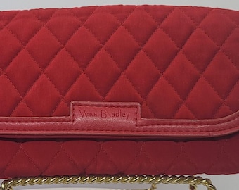 Vera Bradley Wallet Wristlet Snap Closure Tango Red Zippered Pouch Phone Pouch 10 Credit Card Slots Quilted