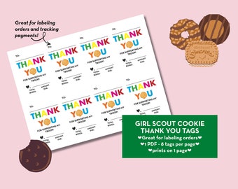 Girl Scout Cookie Thank You tags printable download label orders
