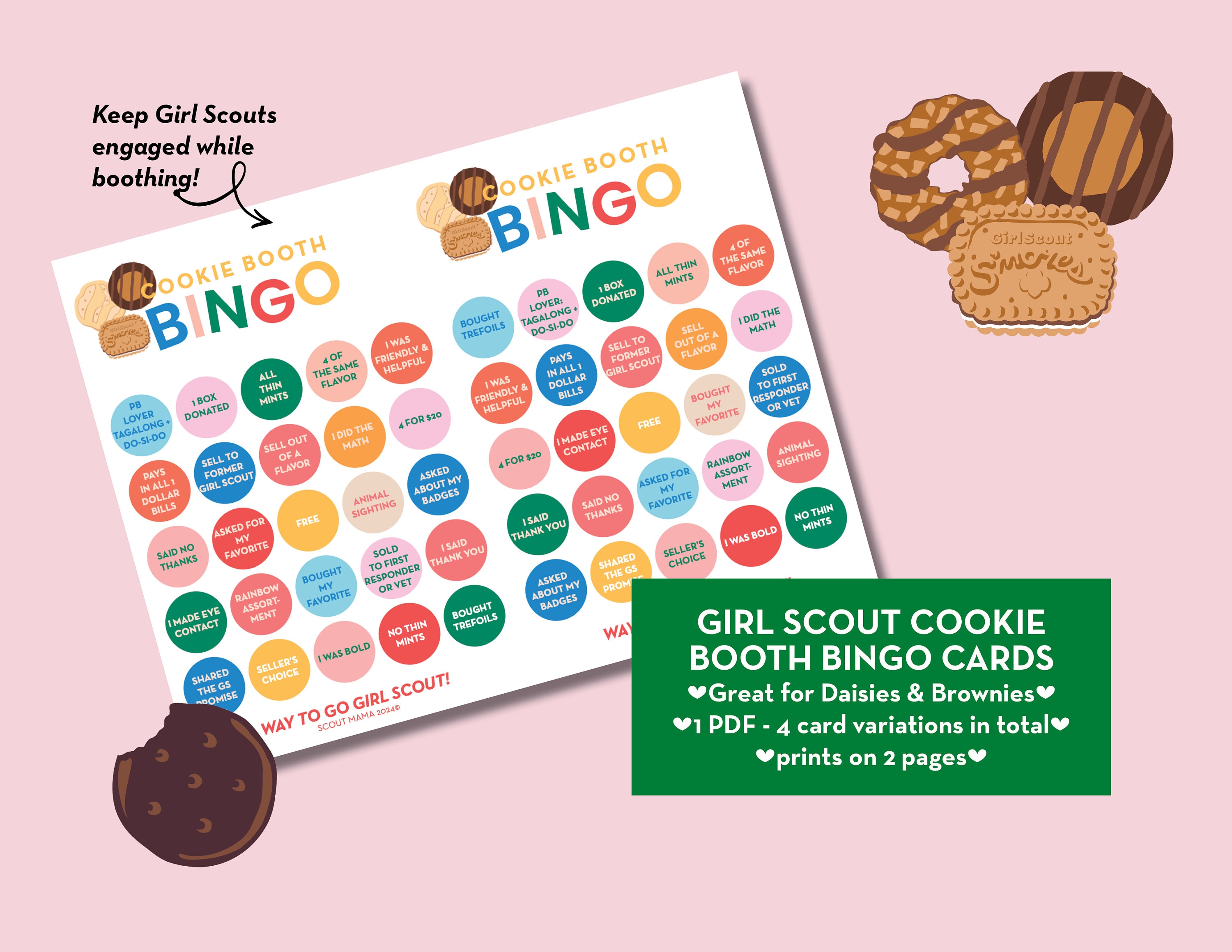 Girl Scout Cookie Booth Bingo Card Pdfs LBB Little Brownie Bakers ...
