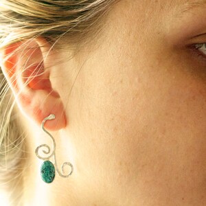 a turquoise breeze... sterling silver turquoise post earrings image 4