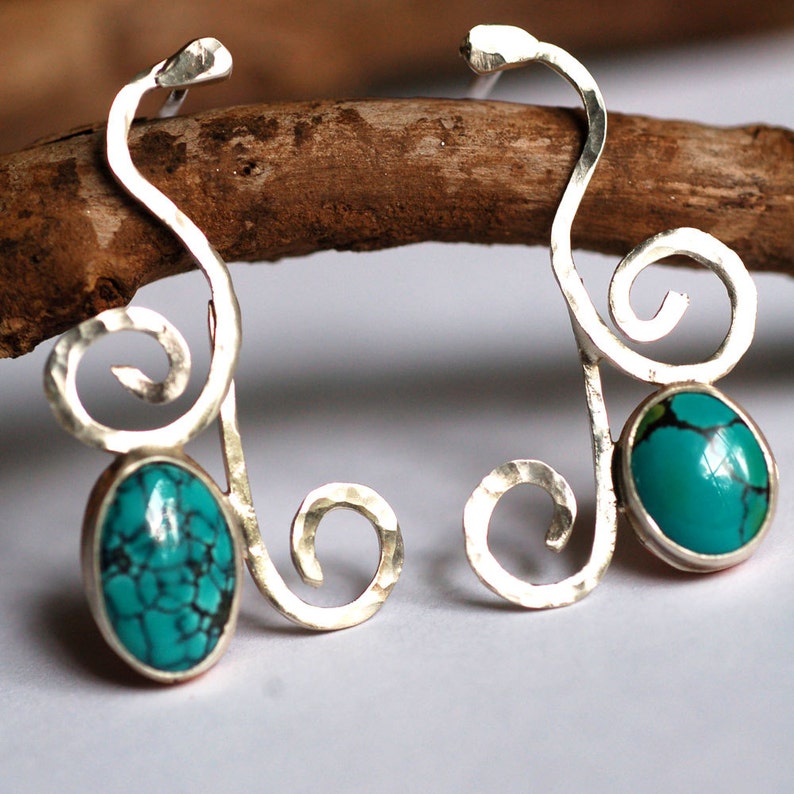 a turquoise breeze... sterling silver turquoise post earrings image 1