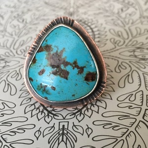 a small world... turquoise and copper ring image 1