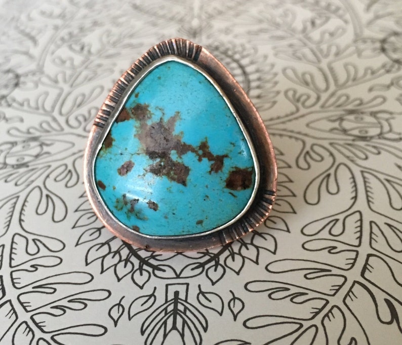 a small world... turquoise and copper ring image 1