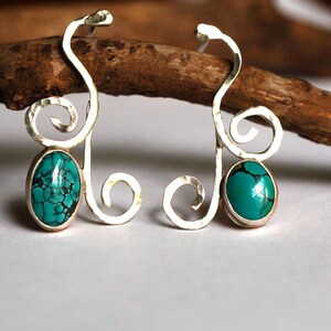 a turquoise breeze... sterling silver turquoise post earrings image 2