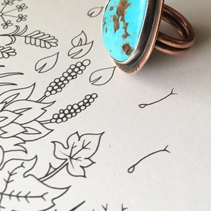 a small world... turquoise and copper ring image 2