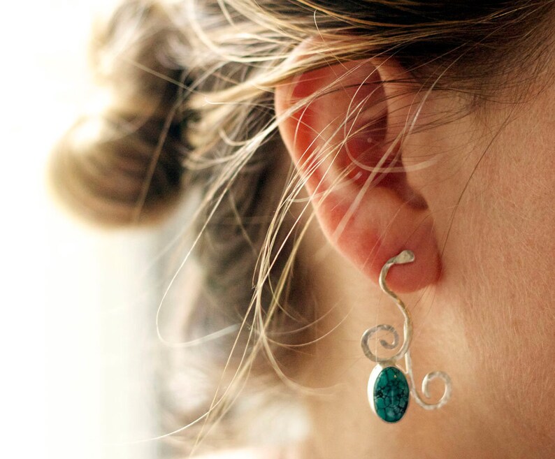 a turquoise breeze... sterling silver turquoise post earrings image 5