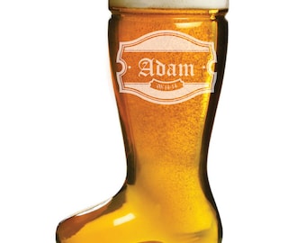 6 Custom Engraved 1 Liter Beer Boot - Das Boot - Unique Groomsman Gift