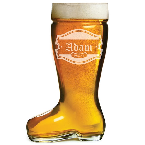 5 Groomsman Gifts - Custom Engraved 1 Liter Beer Boot - Das Boot - Bachelor Party, Usher Gift, Groomsmen Gift, Best Man Gift