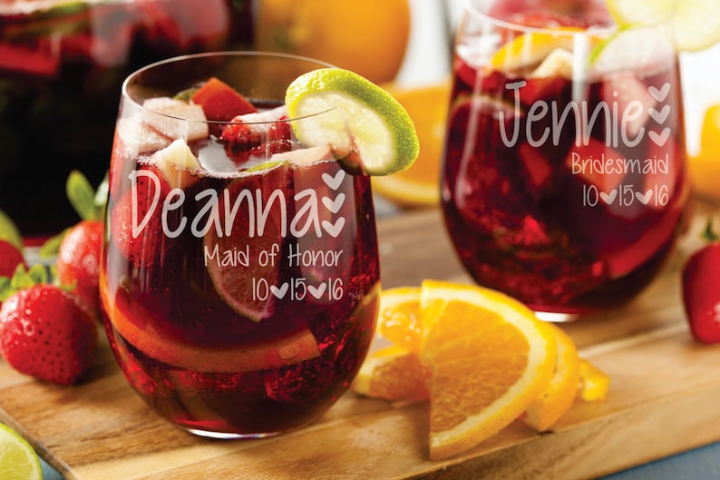 Bachelorette Party Wine Glass Favor set of 11 Custom Engraved Etsy