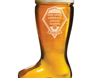 Fantasy Football or Baseball League Trophy - Custom Engraved 1 Liter Beer Boot - Das Boot -