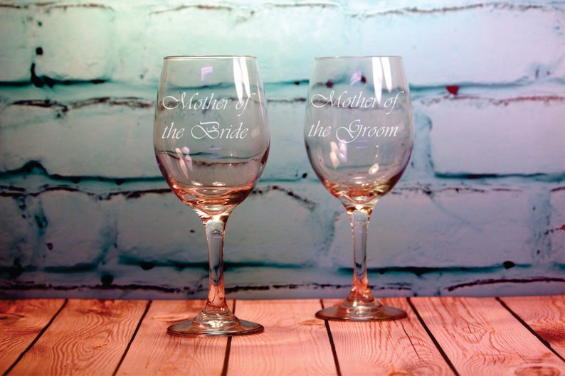 Custom Engraved Mother of the Bride and Mother of the Groom 20 ounce Wine Glasses image 2