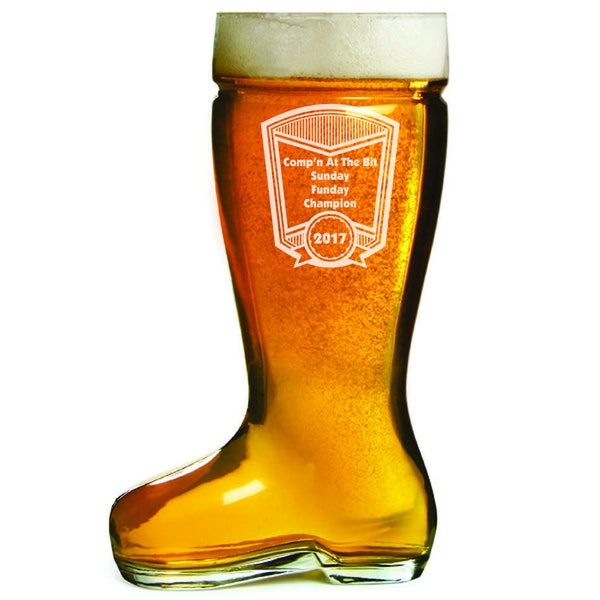 NEW Fantasy Football or Baseball League Trophy - Custom Engraved 17 ounce Beer Boot - Das Boot - Small Beer Boot, Fantasy football Trophy