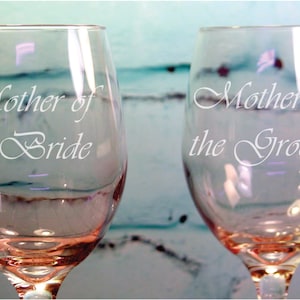 Custom Engraved Mother of the Bride and Mother of the Groom 20 ounce Wine Glasses image 1