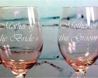 Custom Engraved Mother of the Bride OR Mother of the Groom 20 ounce Wine Glasses