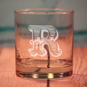 12 Custom Etched Old Fashioned Glasses - Rocks Glasses - Engraved Rocks Glasses