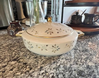 Plato de servir Vintage Princess China: Plato de porcelana con diseño Riviera floral y dorado