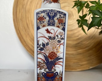Jarrón pequeño de porcelana japonesa vintage – Decoración floral estilo Imari para el hogar