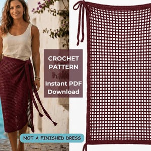 Crochet Mesh Sarong Pattern | Beach Wrap Skirt PDF | Beginner Beach Cover Up | Summer Wrap 3 Sizes