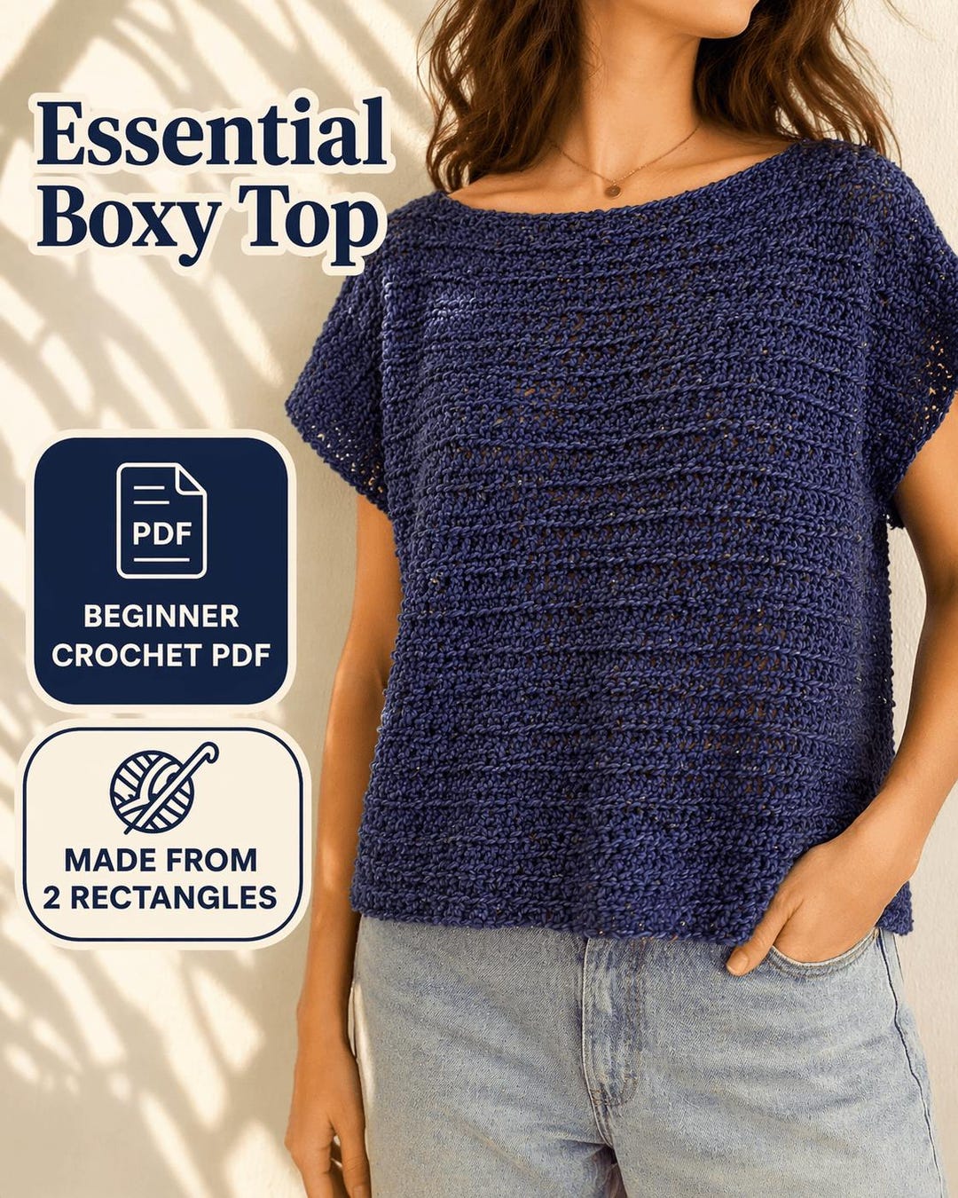 Beginner Crochet Rectangle Top Pattern | Easy Boxy Summer Tee (PDF ...