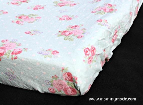 Shabby Chic Fitted Crib Sheet Changing Pad Cover Mini Crib Etsy