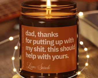 Personalized Fathers Day Gift, Gag Gifts for Dad, Funny Candle for Dad, Happy Fathers Day Gift from Daughter Son Bonus Dad Gifts for Husband