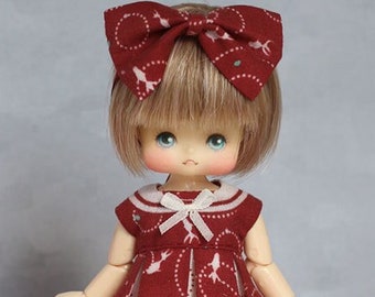 Dress for Obitsu11 , Picco neemo P, Nendoroiddoll  -   Red pleats