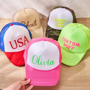 Personalized 3D PUFF Trucker Hat, Custom Puff Hat, Mesh Back Trucker Hat, Foam Trucker Hat, Baseball Hat, Sports Gifts, Girls Trip Hat