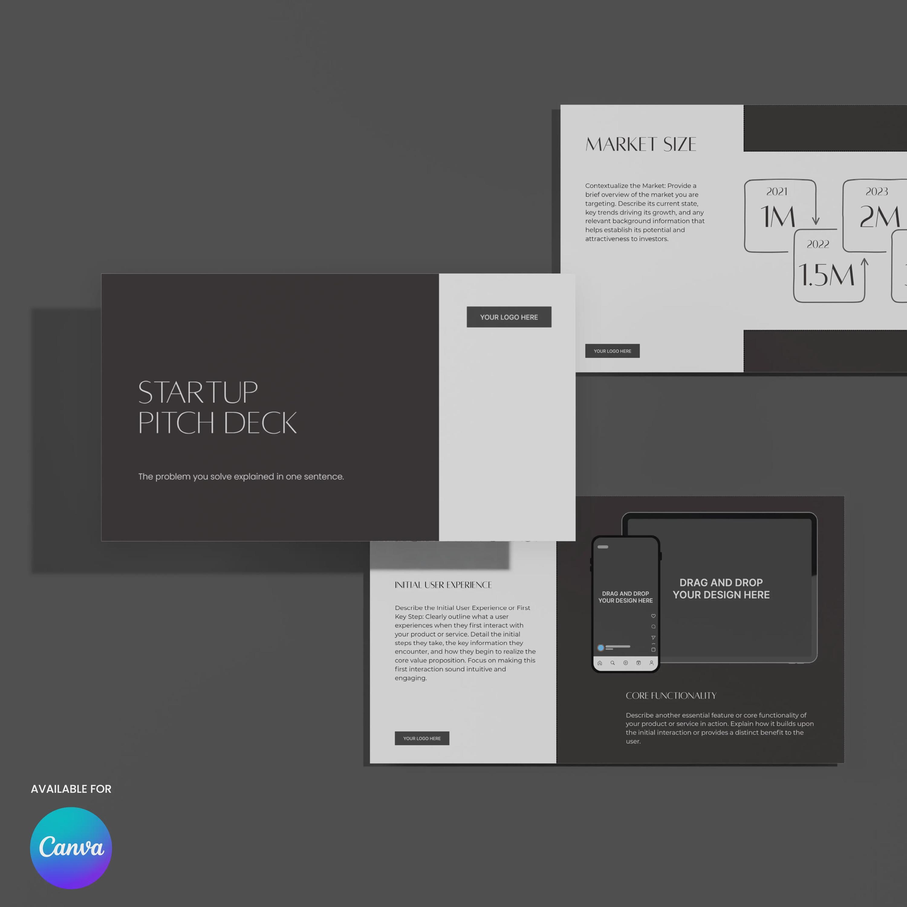 Minimalist Startup Pitch Deck Template: Luxury Presentation for Canva ...