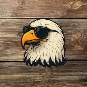 Adesivo de águia americana patriótica com óculos de sol – Adesivo de vinil do orgulho americano para carro, laptop, garrafa de água ou refrigerador