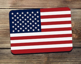 American Flag Sticker – USA Patriotic Vinyl Decal – Red White Blue Rectangle Flag for Cars, Laptops, Coolers, or Tumblers