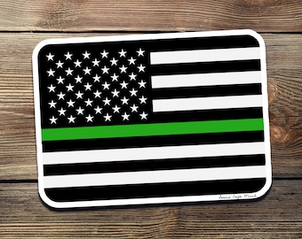 Thin Green Line Flag Sticker – Honor Military & Border Patrol – Tactical USA Vinyl Decal for Trucks, Coolers, Laptops, or Gear