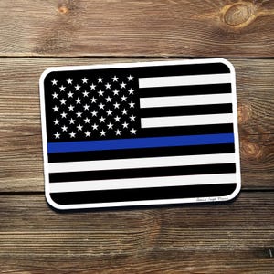 Thin Blue Line Flag Sticker – Pro Police Decal for Cars, Laptops, Coolers – Honor Law Enforcement, Back the Blue USA Vinyl