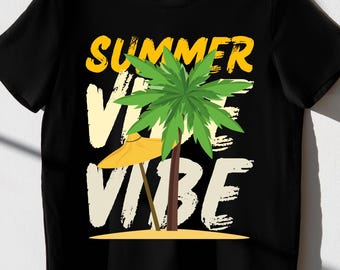 Summer Beach Vibes PNG SVG: Retro Palm Tree Graphic (Digital Download)