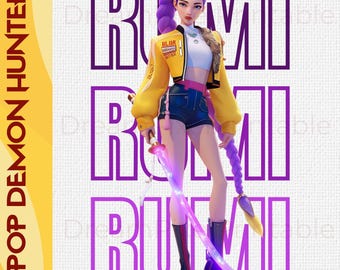Kpop Demon Hunters Rumi Png,  Huntrix Girls PNG, K Pop Demon Hunters PNG, Demon Hunters Shirt Design
