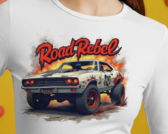 Muscle Car T-Shirt Print PNG: Retro Hot Rod Design (Digital Download