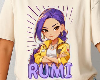 Kpop Demon Hunters Rumi Png,  Huntrix Girls PNG, K Pop Demon Hunters PNG, Demon Hunters Shirt Design