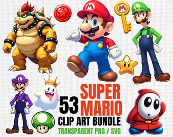Clipart Super Mario | 53 modèles PNG et SVG (téléchargement numérique)