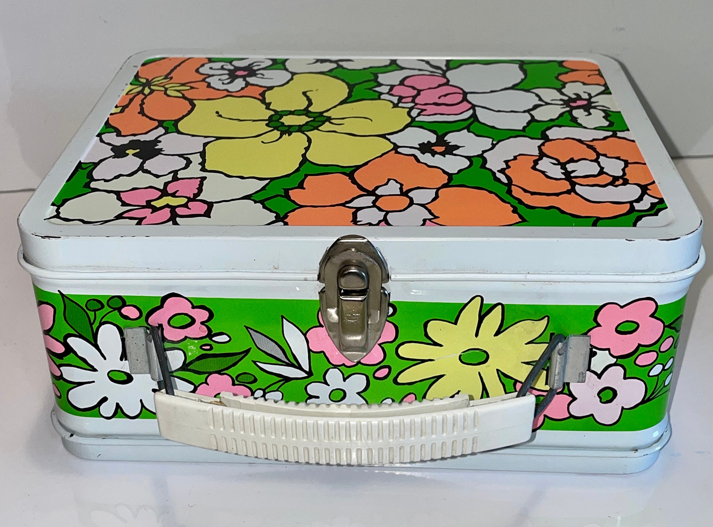 Vintage Metal Lunch Box LB Lunchbox Ohio Art Mod Floral Dead Store
