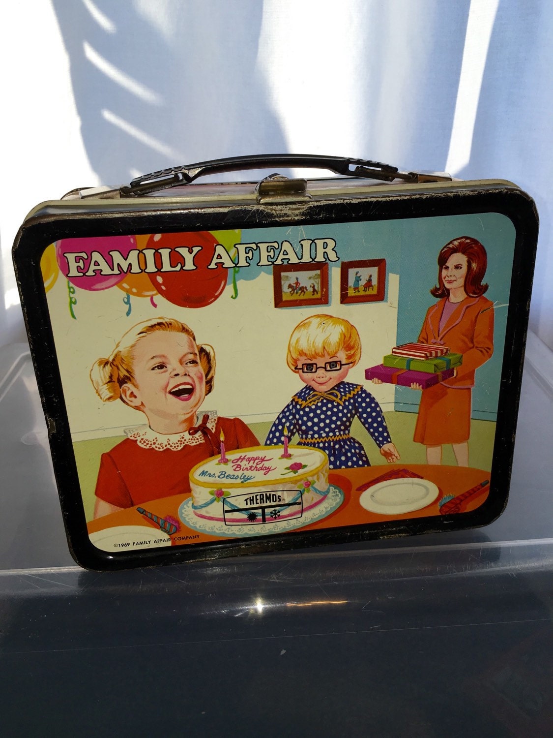 Family Affair Metal Lunch Box Thermos Brand 1969 USED - We-R-Toys
