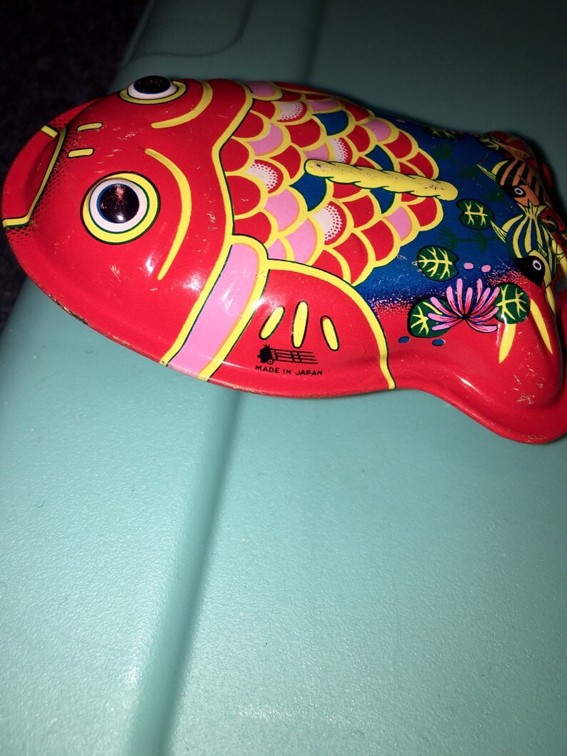 Vintage Tin Small Koi Fish Rattle Made in Japan Excellent Etsy