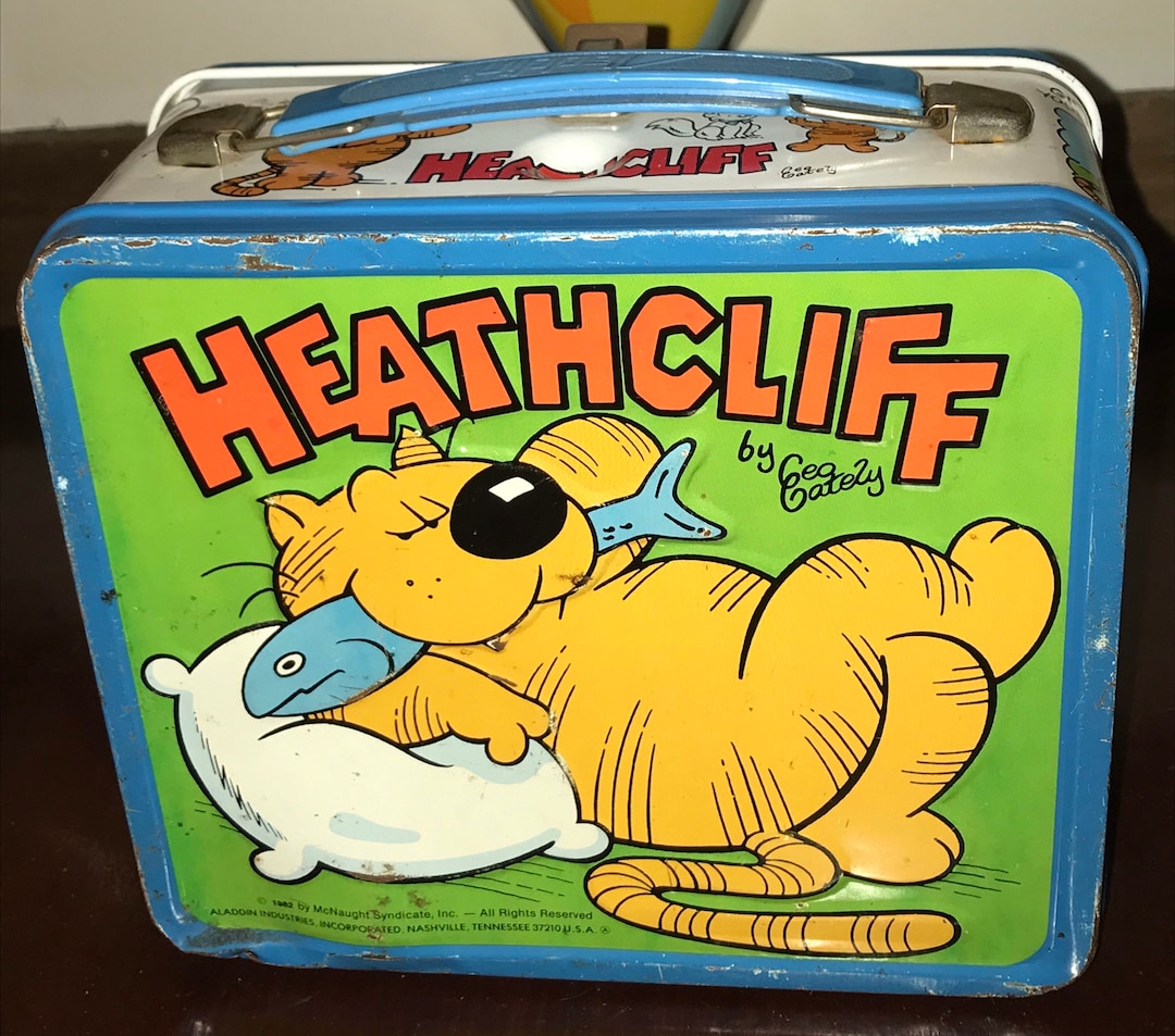 Vintage 1982 Metal Lunch Box LB Lunchbox Cartoon Cat Heathcliff - Etsy
