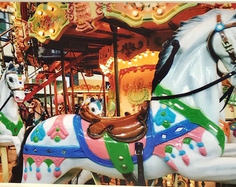 Archival matted art print of original photograph from collections series carousel horses photograph