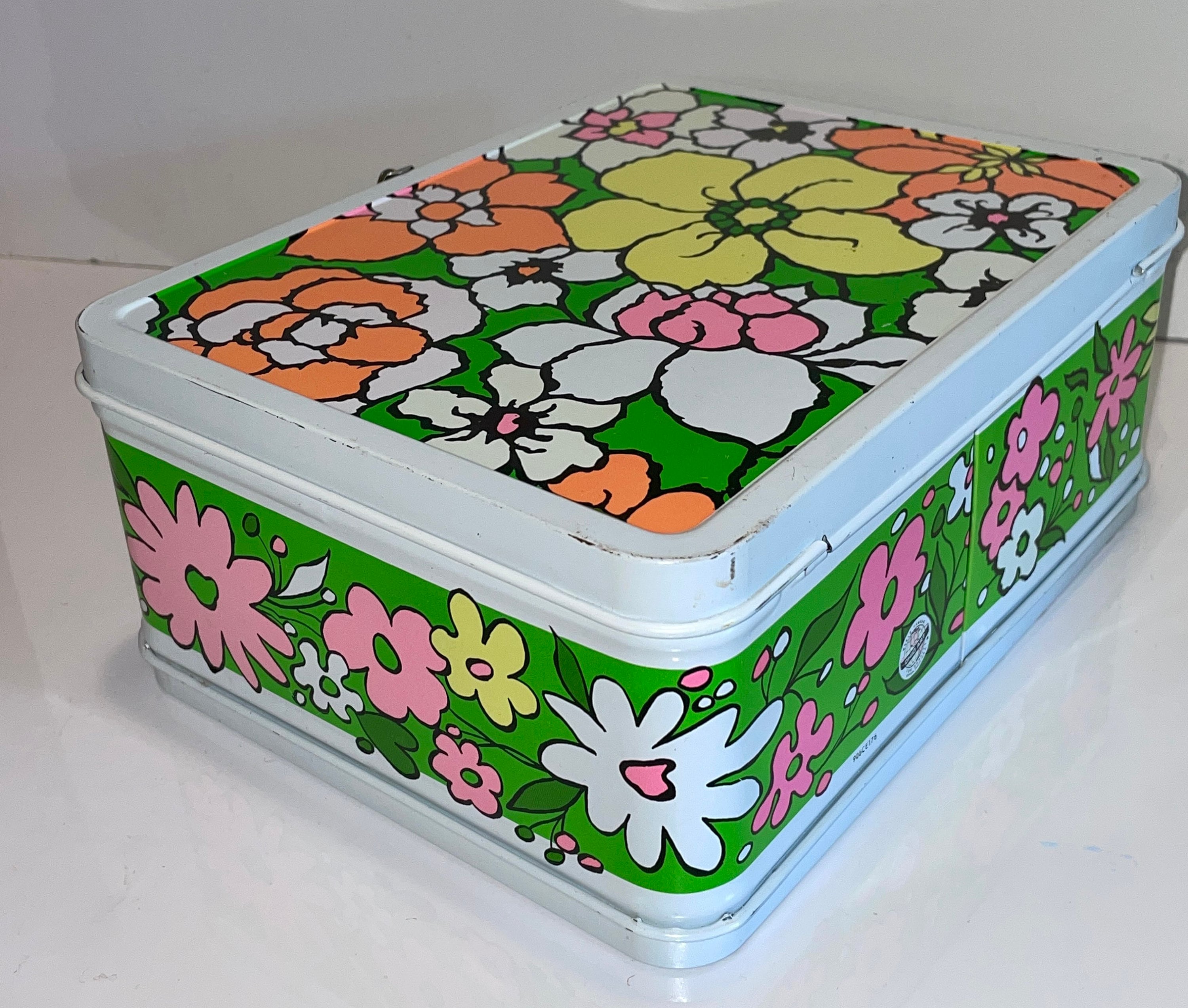 Vintage Metal Lunch Box LB Lunchbox Ohio Art Mod Floral Dead Store