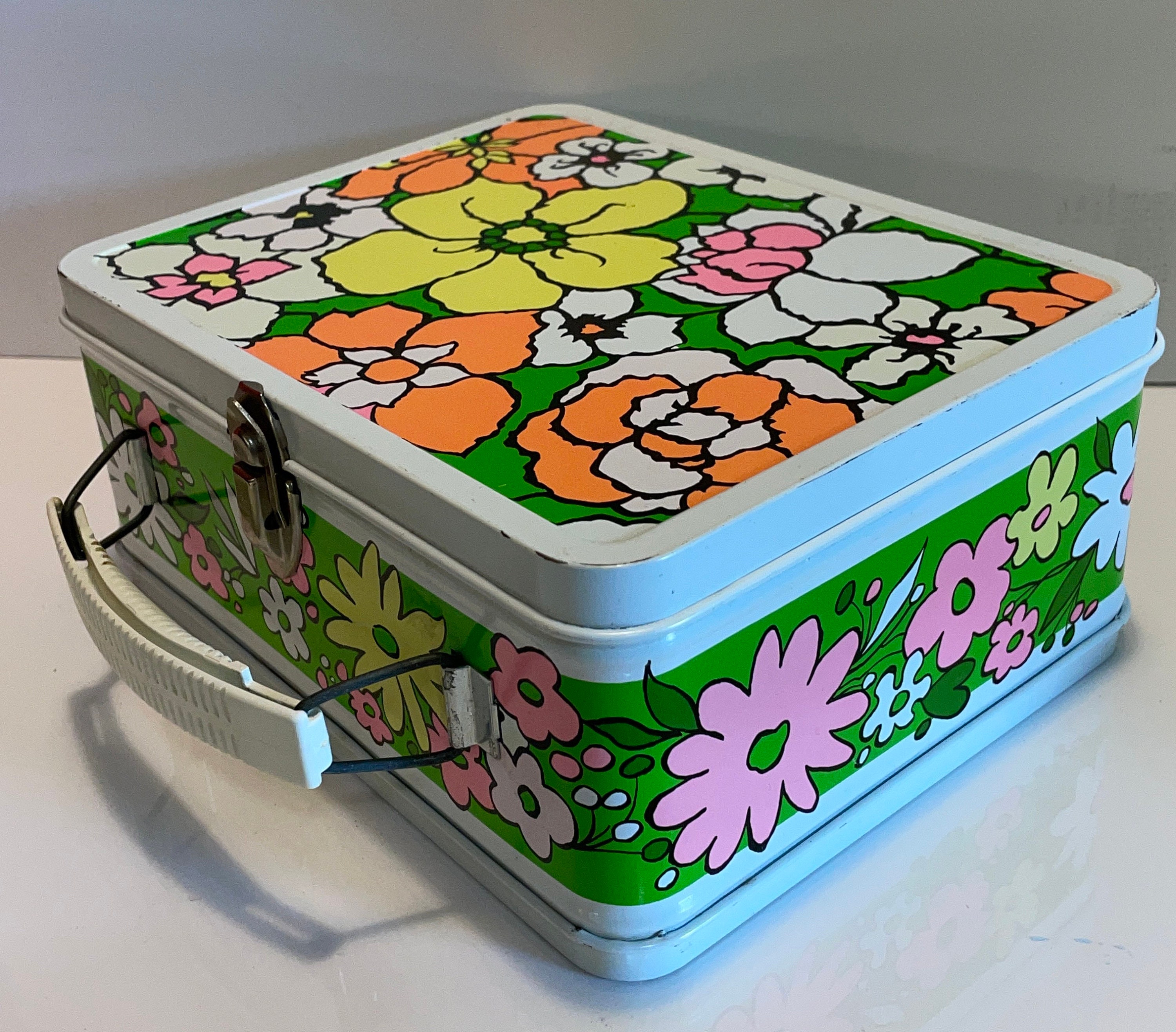 Vintage Metal Lunch Box LB Lunchbox Ohio Art Mod Floral Dead Store