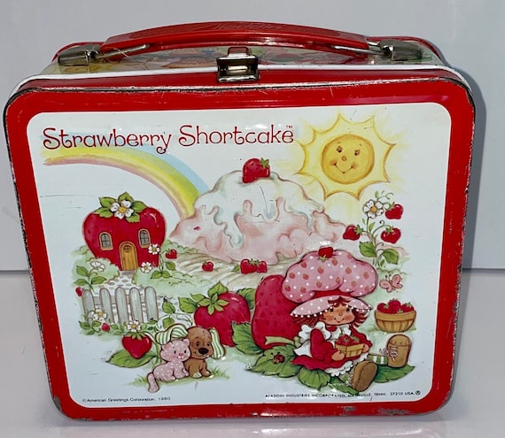 Strawberry Shortcake Tin Lunch Box Carry All Toy Kids Girls Tote