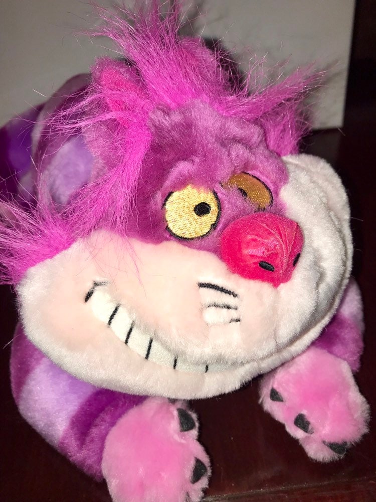 Alice In Wonderland Stuffed Cat Vintage 90s Disney Cheshire Cat Plush Toy Stuffed Animal Disney Plush Plush Cheshire Cat Plushie
