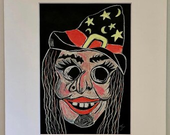 Halloween mask witch 5x7 print in an 8x10 Matt (color)
