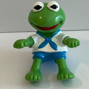 vintage 1986 Hasbro Jim Henson muppets muppet babies baby Kermit in sitting position  PVC toy